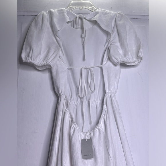 Reformation Anneliese linen open back short sleeve midi dress white - Picture 7 of 12